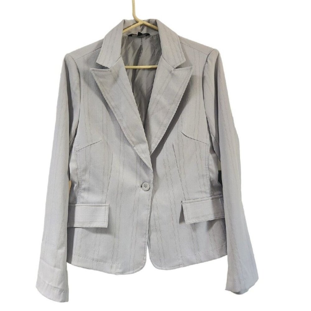 Zinc One Button Notched Lapel Women's Gray Blazer Sz XL